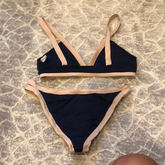 Navy and tan L space bikini Large - Picture 2 of 4